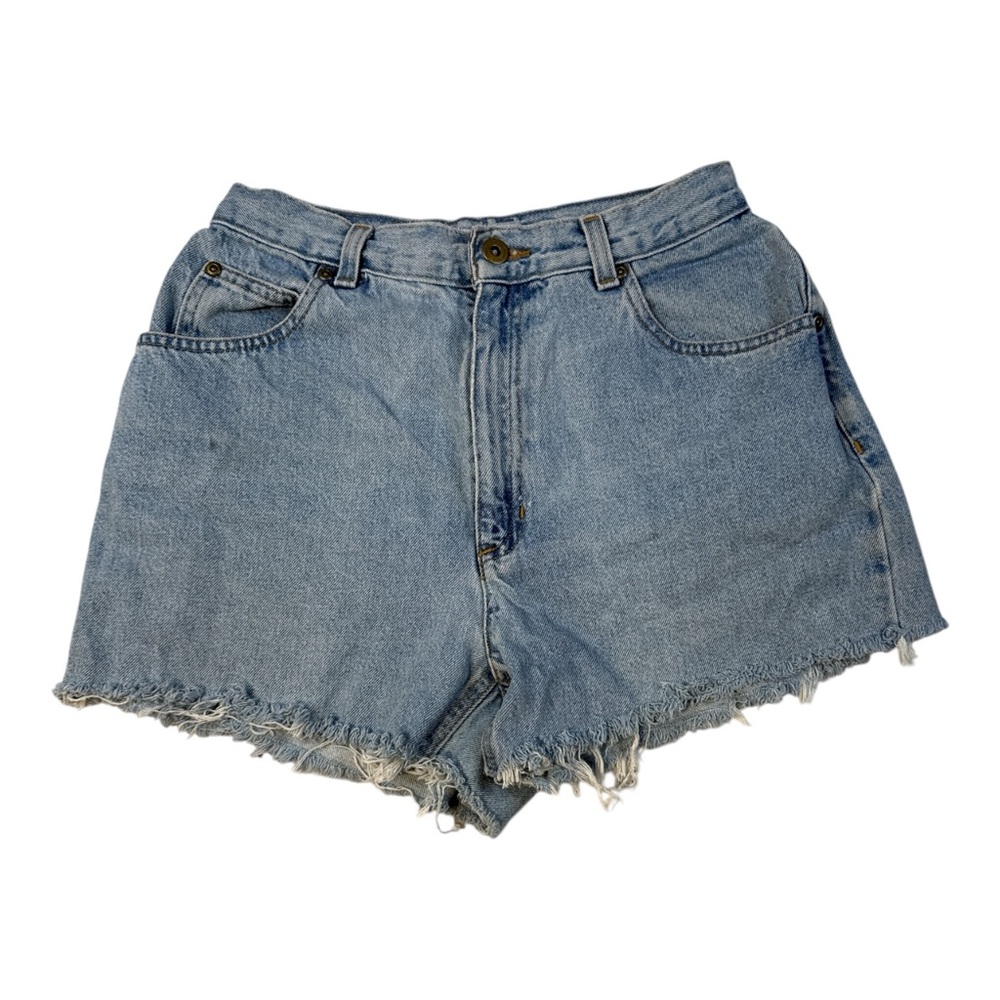 Women’s High Rise Jean Shorts Size 8 Light Wash Raw Hem Cutoff Denim